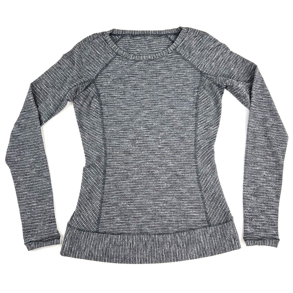 Lululemon Race Your Pace Long Sleeve Running Shirt Womens Size 6 Gray Black